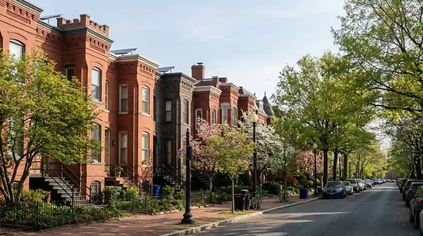 Capitol Hill rowhouses with solar hidden behind the parapets