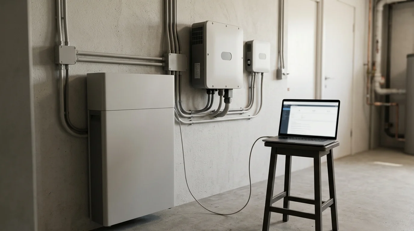 Updating firmware on a hybrid inverter system