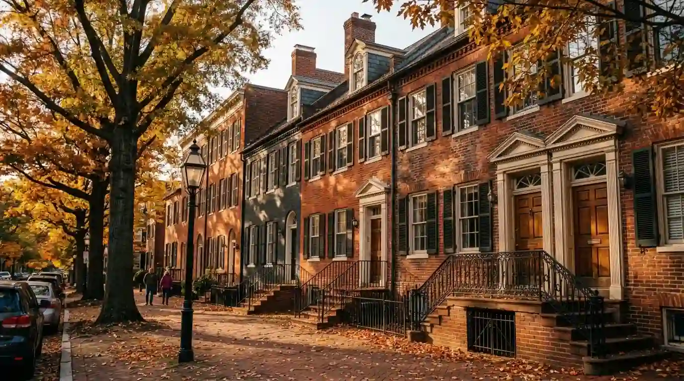 Georgetown townhouses where solar is kept out of view