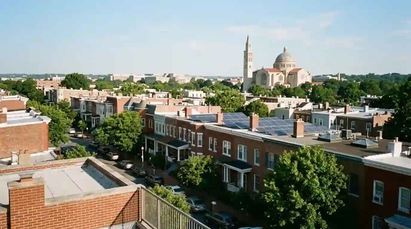 Rowhouse neighborhoods with solar in Washington, DC and the suburbs beyond