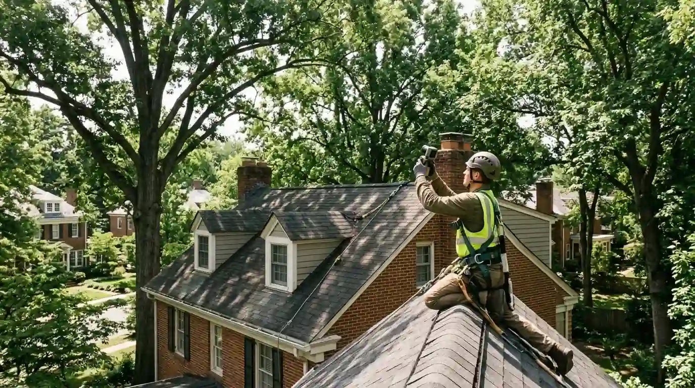 Shade check on a northwest DC roof