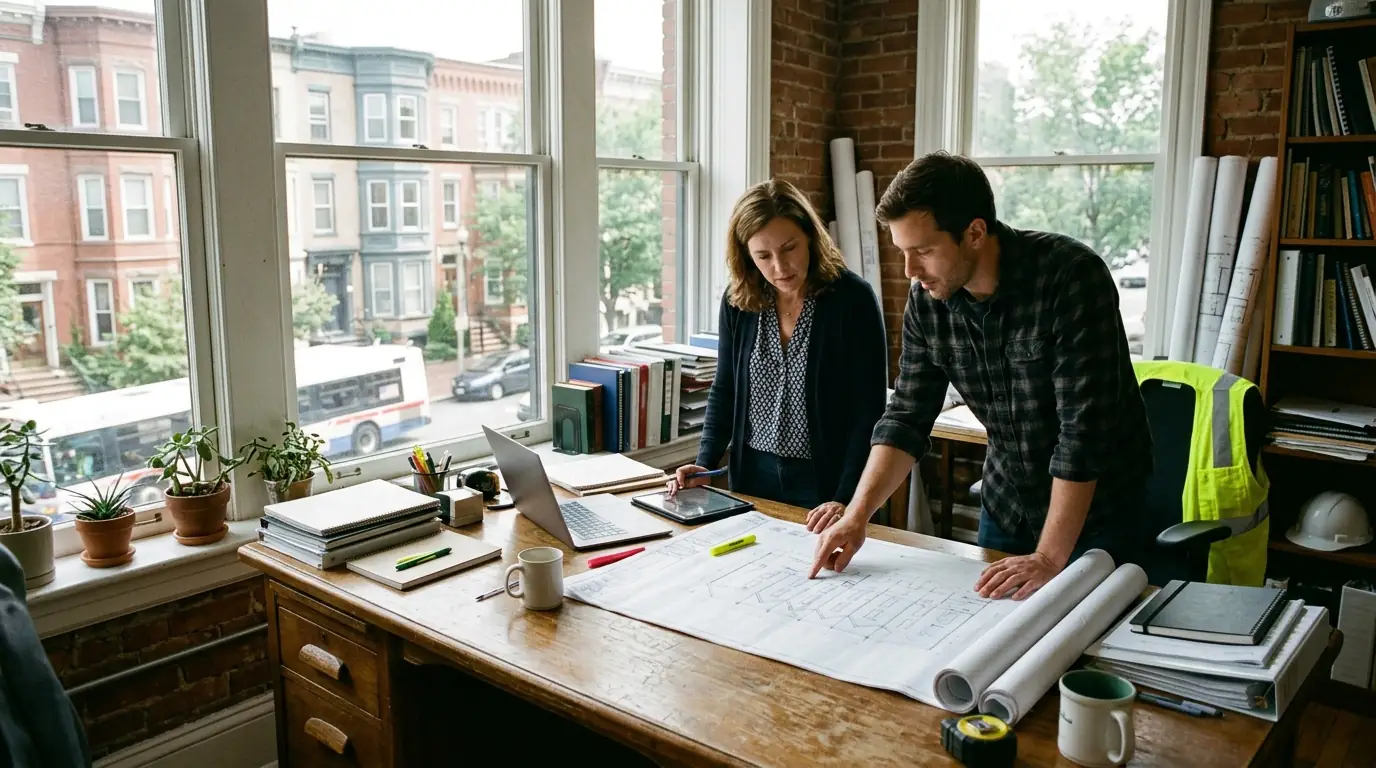 Planning a rowhouse solar layout at the Washington, DC office