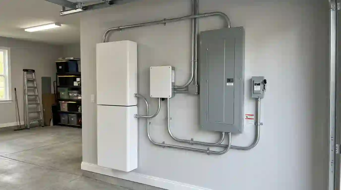 Home battery in an Arlington, VA garage