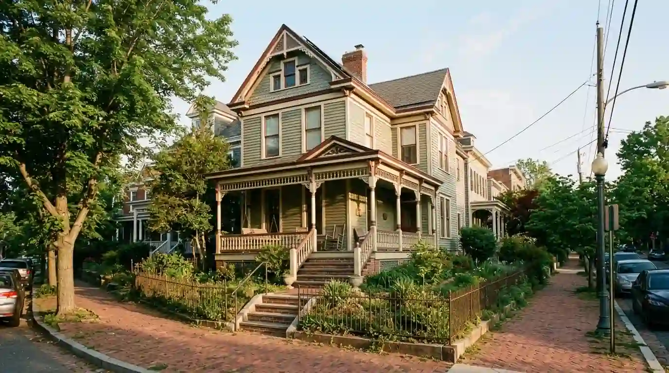 Historic Anacostia frame house with rear-slope solar