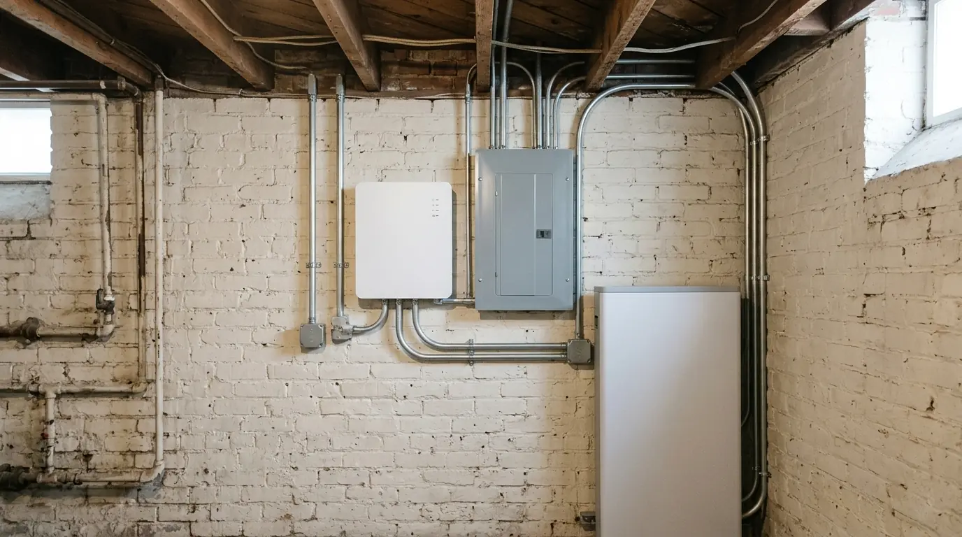 Standalone home battery in a DC rowhouse basement
