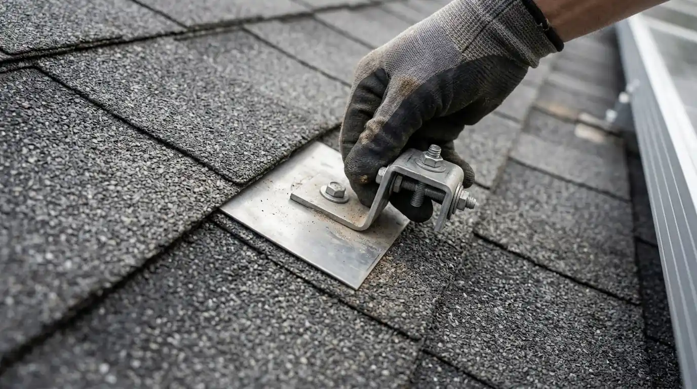 Checking racking and flashing on a pitched roof
