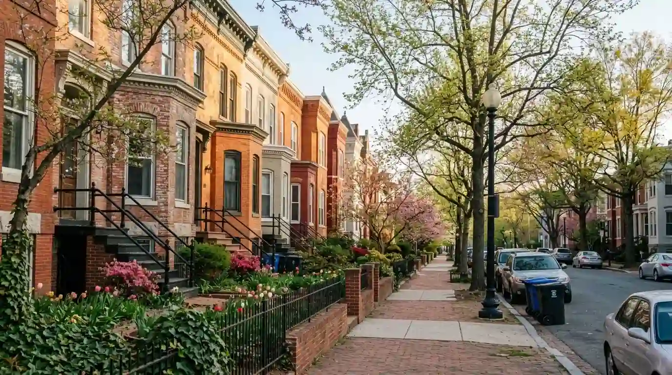 Historic DC rowhouses with solar hidden from the street