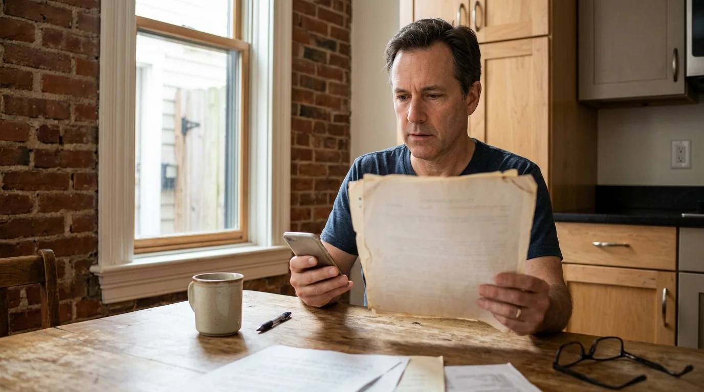 Homeowner reviewing paperwork from a closed solar installer