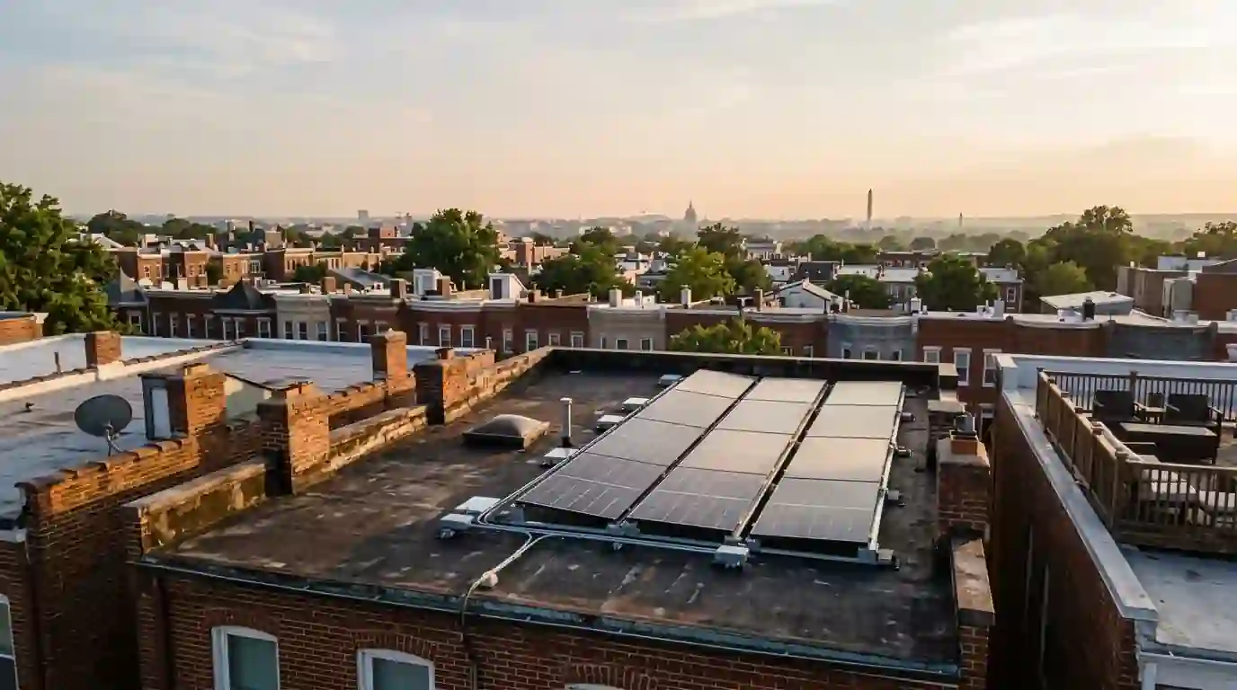 A DC rowhouse array earning SRECs