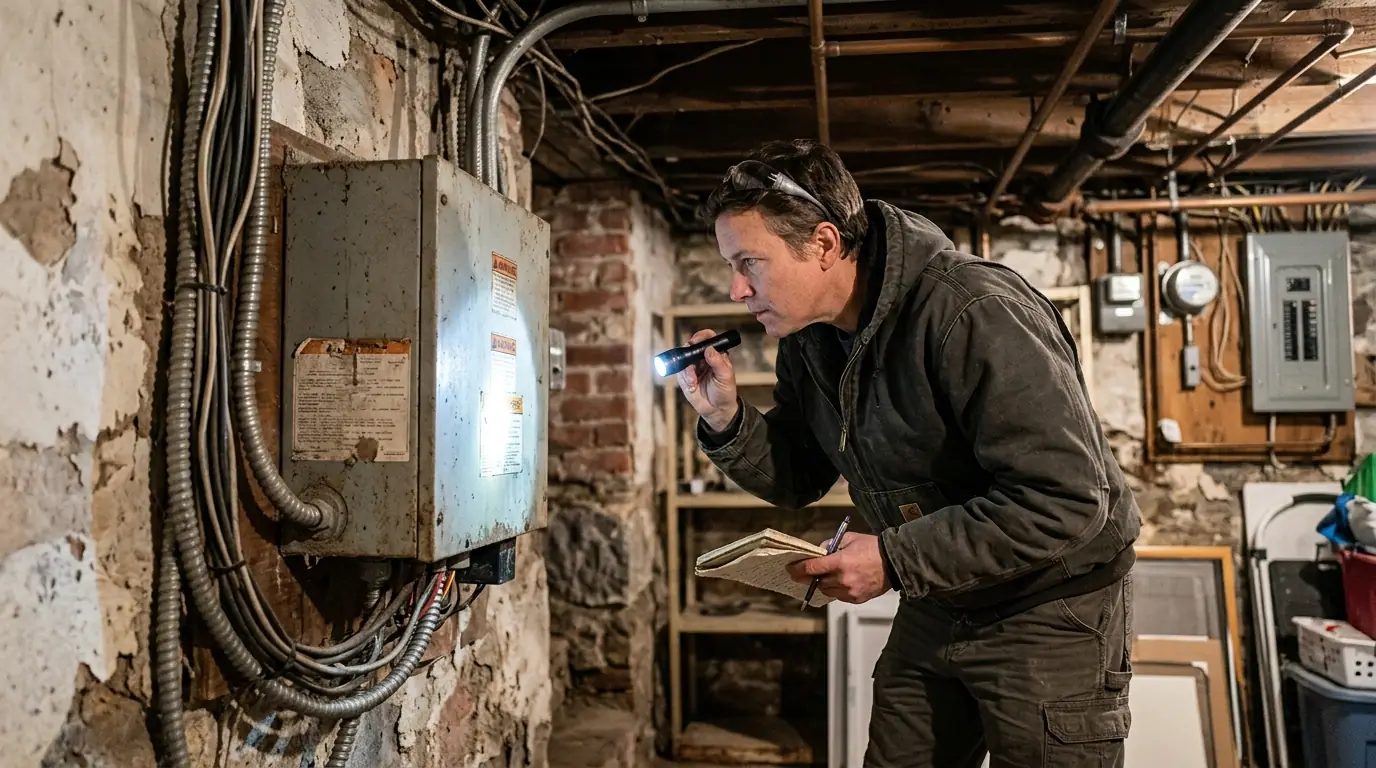 Technician documenting an orphaned solar inverter