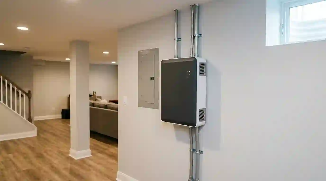 Home battery installed in a Prince George's County basement
