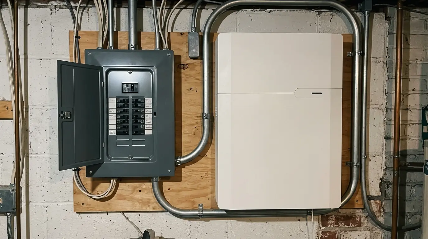 Backup panel holding essential circuits