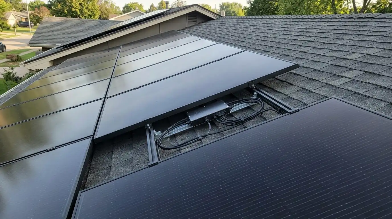 All-black panels with a microinverter underneath