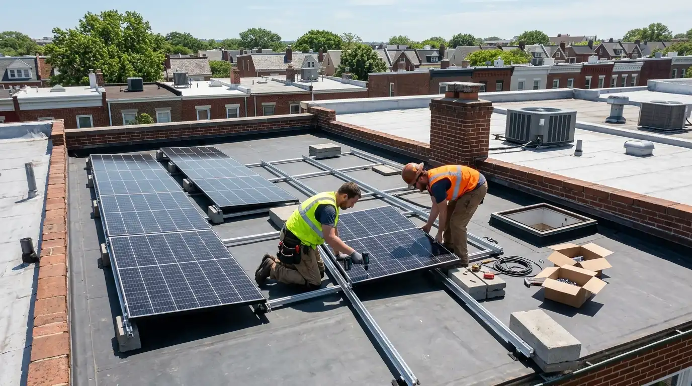 Adding new panels beside an existing array on a DC rowhouse