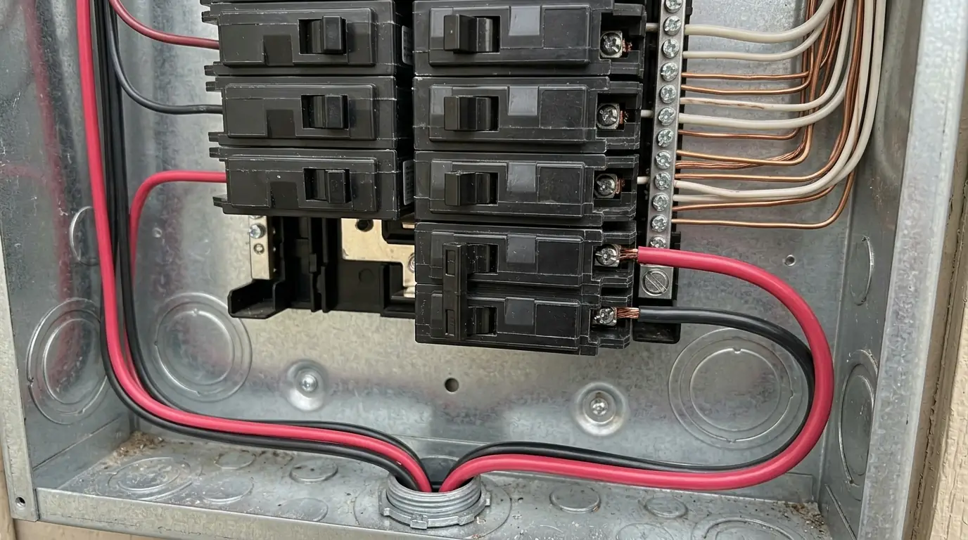 Solar breaker placed at the end of a panel busbar